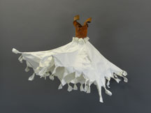 White dress | 20" x 32" x 15" Forged steel, paper