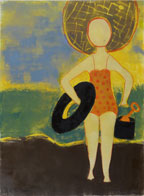 Off to the beach | 30" x 22" x 1 1/2" Oil on paper on board