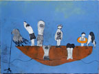 Swimming at anchor | 22" x 30" x 1 1/2" Oil on paper on board