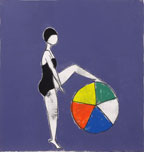 Beach ball II | 14" x 14" x 1 1/2" Oil on paper on board