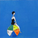 Beach ball III | 14" x 14" x 1 1/2" Oil on paper on board