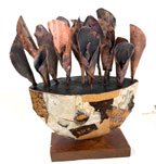 Birch barque | 15" x 12" x 5" wood, birch bark, copper, steel